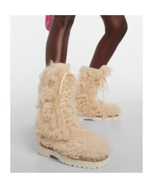 Magda Butrym Natural Shearling Lace-Up Boots