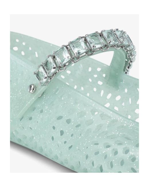 Jimmy Choo Green The Jelly Embellished Ballerina Flats