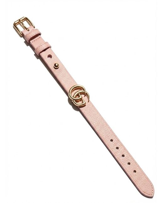 Gucci Metallic Leather Bracelet With Double G