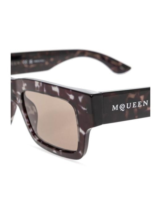 McQueen White Eyewear Rectangular Frame Sunglasses for men