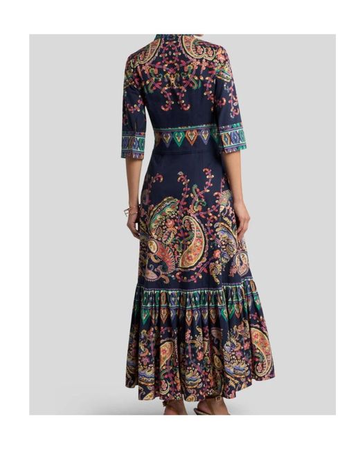 Etro Blue Patterned Maxi Dress