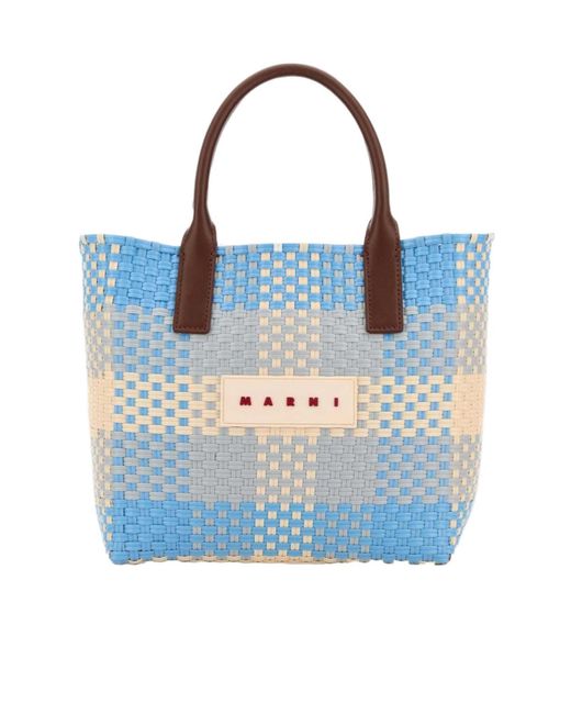 Marni Blue Check Small Tote Bag