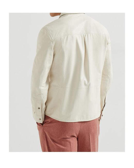 Brunello Cucinelli White Leather Shirt for men
