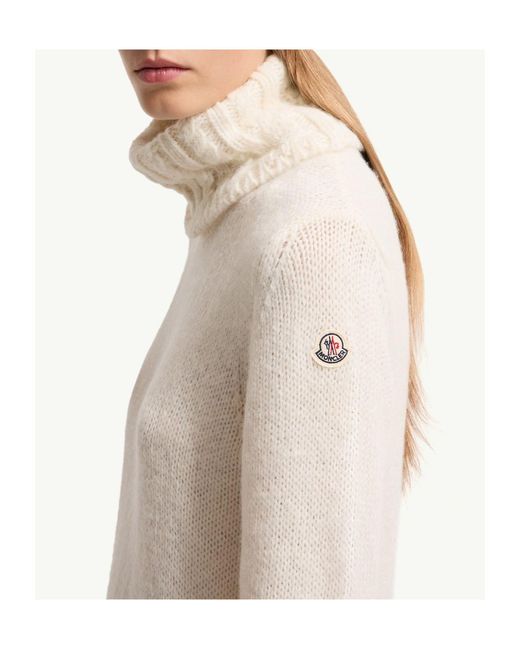 Moncler White Alpaca Blend Knit Turtleneck Dress