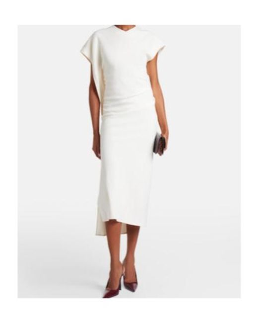 Victoria Beckham White Victoria Draped Crêpe Satin Midi Dress