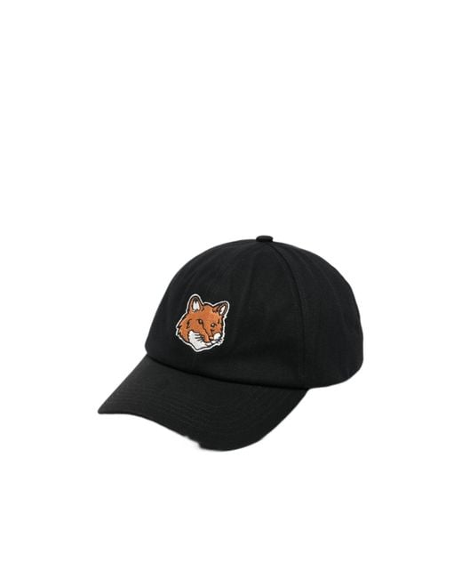 Maison Kitsuné Black Embroidered Hat for men