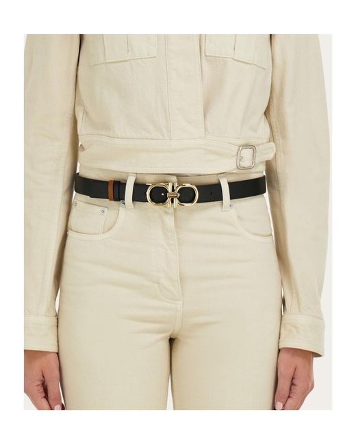 Ferragamo White Reversible And Adjustable Gancini Belt