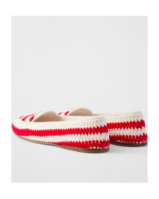 Prada Embroidered Crochet Loafers | Lyst