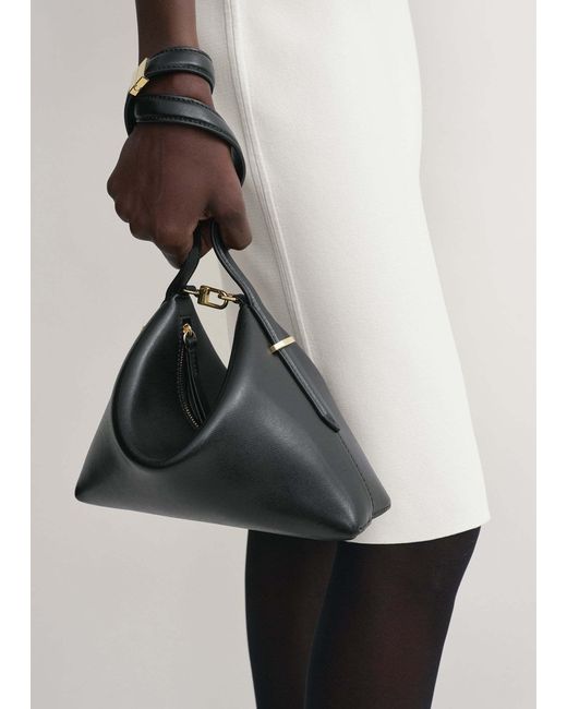 Totême Black Totême Bevel Logo Printed Top Handle Bag