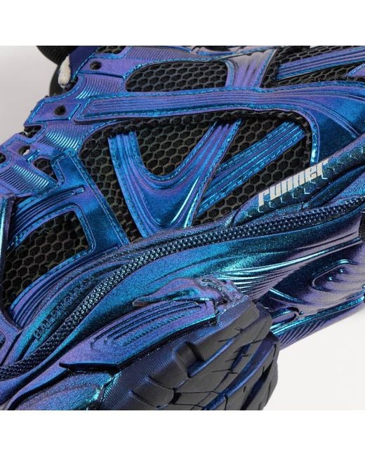 Balenciaga Blue Runner Iridescent Lace-Up Sneakers for men