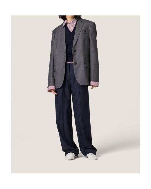 Miu Miu Gray Single-Breasted Suit Jacket