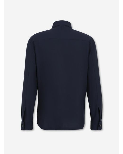 Canali Blue Long Sleeved Buttoned Shirt Jacket for men