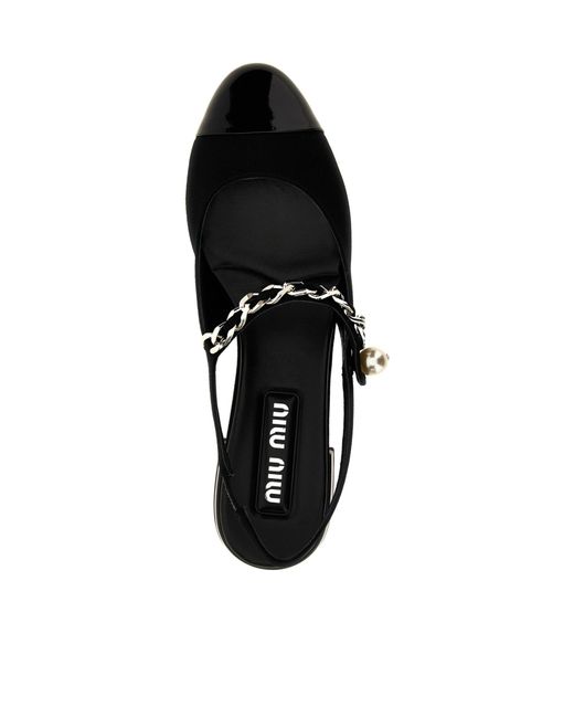 Miu Miu Black Round-Headed Flat Sandals