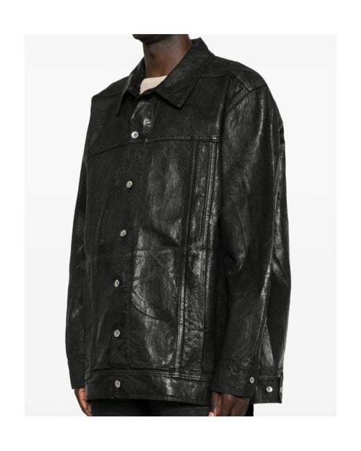 Rick Owens Black Button-Up Denim Jacket for men
