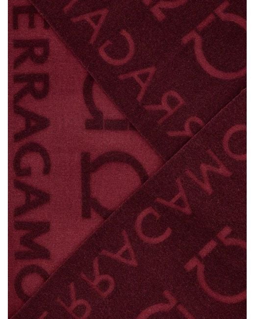 Ferragamo Red Ferragamo Logo Detailed Fringed Scarf