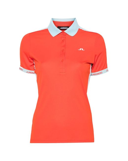 J.Lindeberg Red Demi Rubberised-Logo Polo Shirt