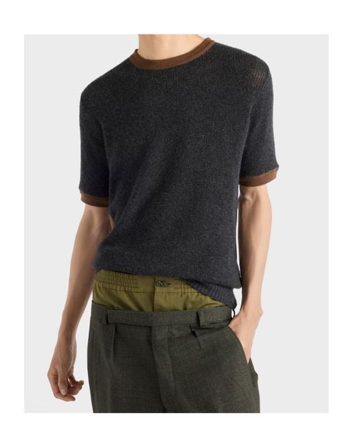 Prada Black Short-Sleeved Crewneck Jumper for men