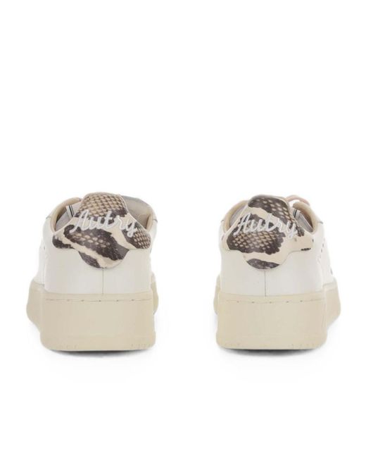 Autry White Textured Heel Low-Top Sneakers