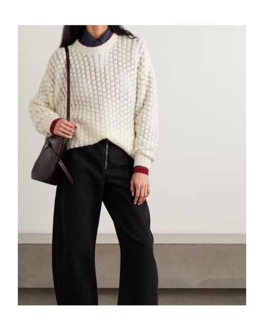 FRAME White The Cloud Crew Open-Knit Sweater