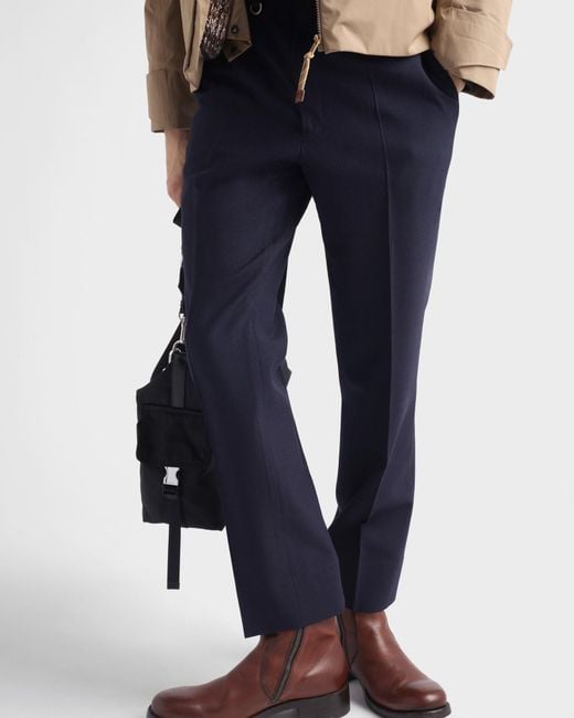 Prada Blue Pleated Tailored Trousers for men