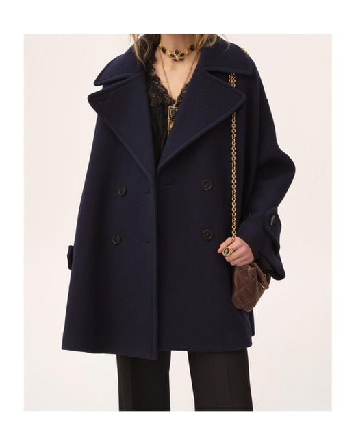 Chloé Blue Double-Breasted Wool Coat
