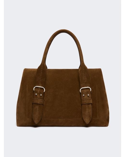 Max Mara Brown Split Leather Archetipo Handbag