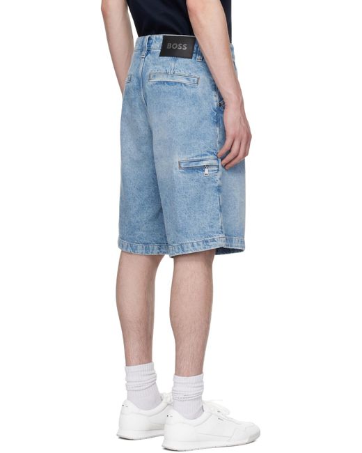 Boss Blue Welt-Pocket Denim Shorts for men