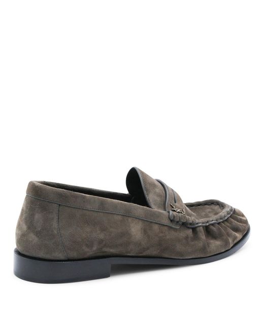 Saint Laurent Gray Le Loafer Logo Plaque Loafers for men