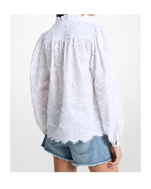 MICHAEL Michael Kors Blue Embroidered Frill Blouse