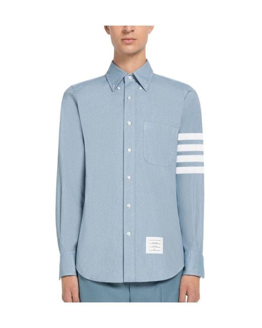Thom Browne Blue 4-Bar Long-Sleeve Shirt for men
