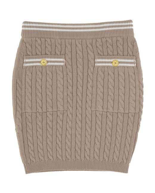 Alessandra Rich Natural Stripe Trim Cable-Knitted Mini Skirt