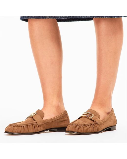 Fendi Brown Front Logo Loafers