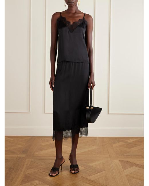 Anine Bing Black Shelby Elastic Waistband Midi Skirt