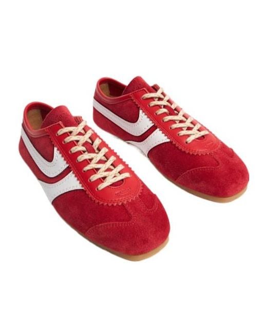 Dries Van Noten Red Suede Lace-Up Sneakers