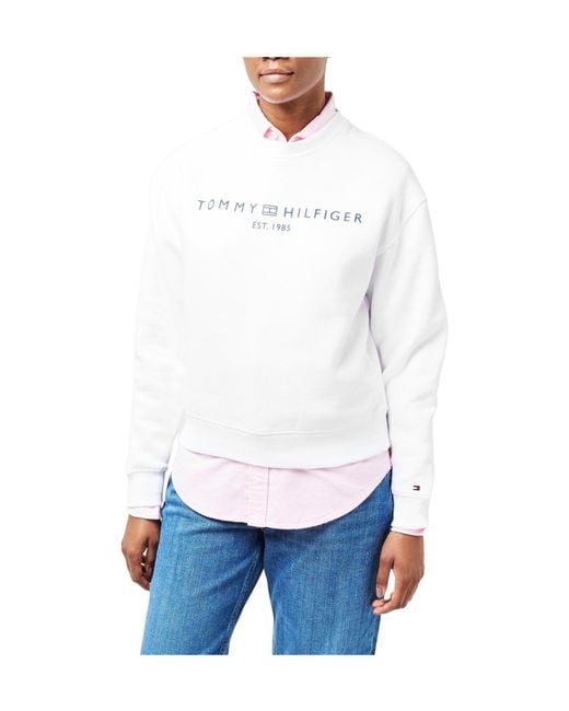Tommy Hilfiger White Pullover Sweatshirt