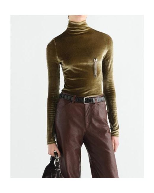 Lemaire Green Fitted Stand-Collar Top