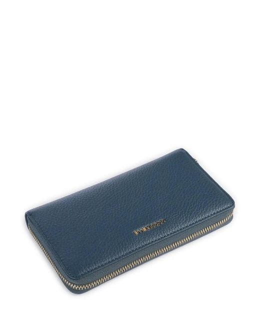 Coccinelle Blue Logo Lettering Zipped Wallet