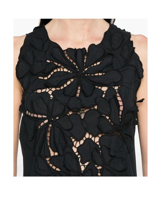 Forte_forte Black Flower Embroidery Detail Long Dress