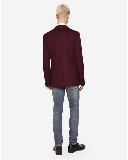 Dolce & Gabbana Purple Double-Breasted Wool And Cashmere Jacket With Dg Patch for men