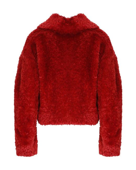 Herno Red Cropped Fur Jacket