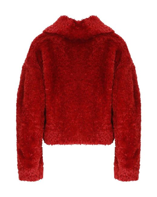 Herno Red Cropped Fur Jacket