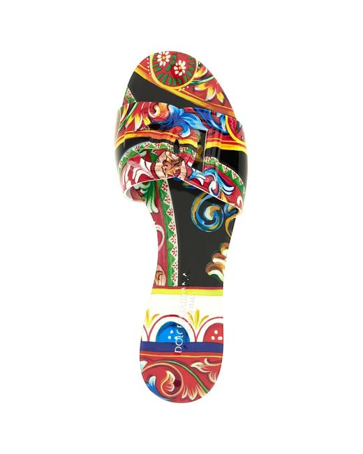 Dolce & Gabbana White Carretto-Print Slides