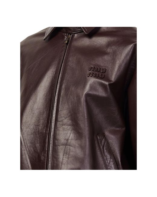 Miu Miu Brown Nappa Leather Jacket