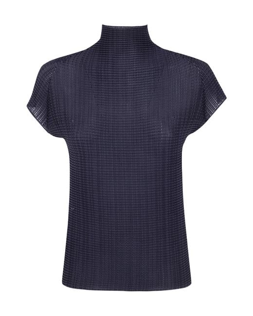 Issey Miyake Blue Pleated Top