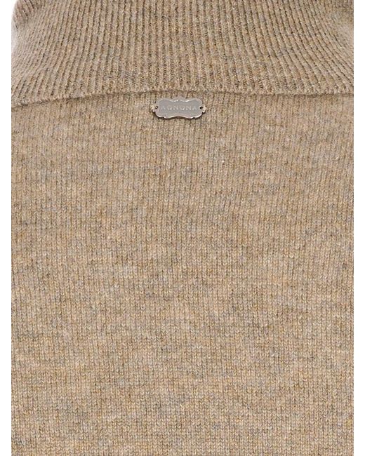 Agnona Brown Long-Sleeve High-Neck Top for men