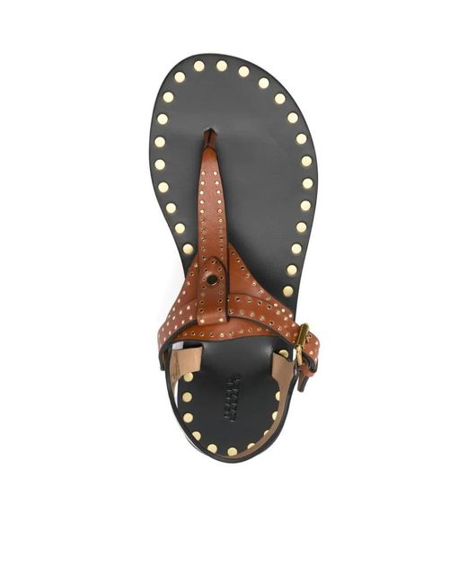 Isabel Marant Brown Joonya Studded Flat Sandals