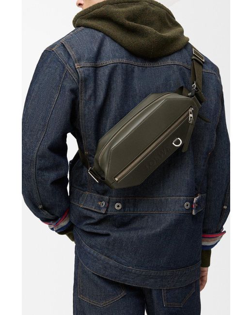 Loewe Gray Zippered Crossbody Bag for men