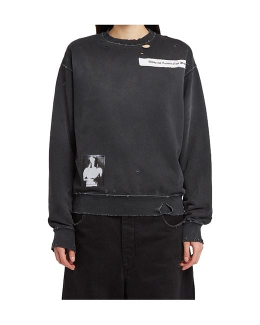 Ann Demeulemeester Black Distressed Crewneck Sweatshirt