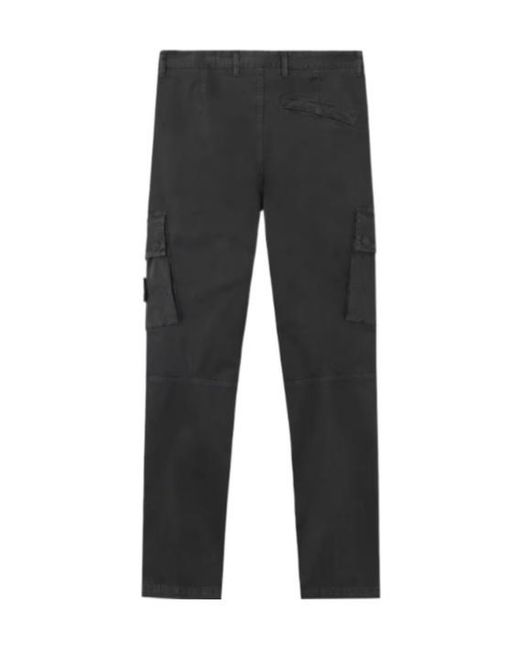Stone Island Gray Logo Patch Cargo Trousers for men