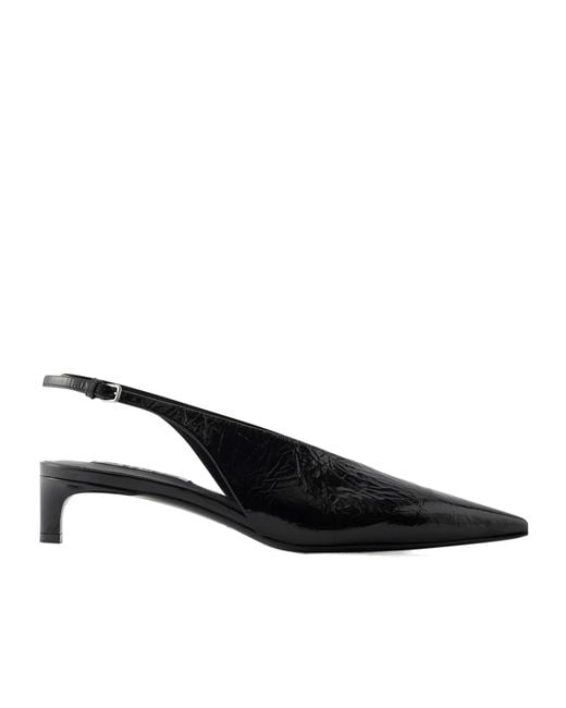Jil Sander Black Pleated Patent Leather High-Heeled Sandals
